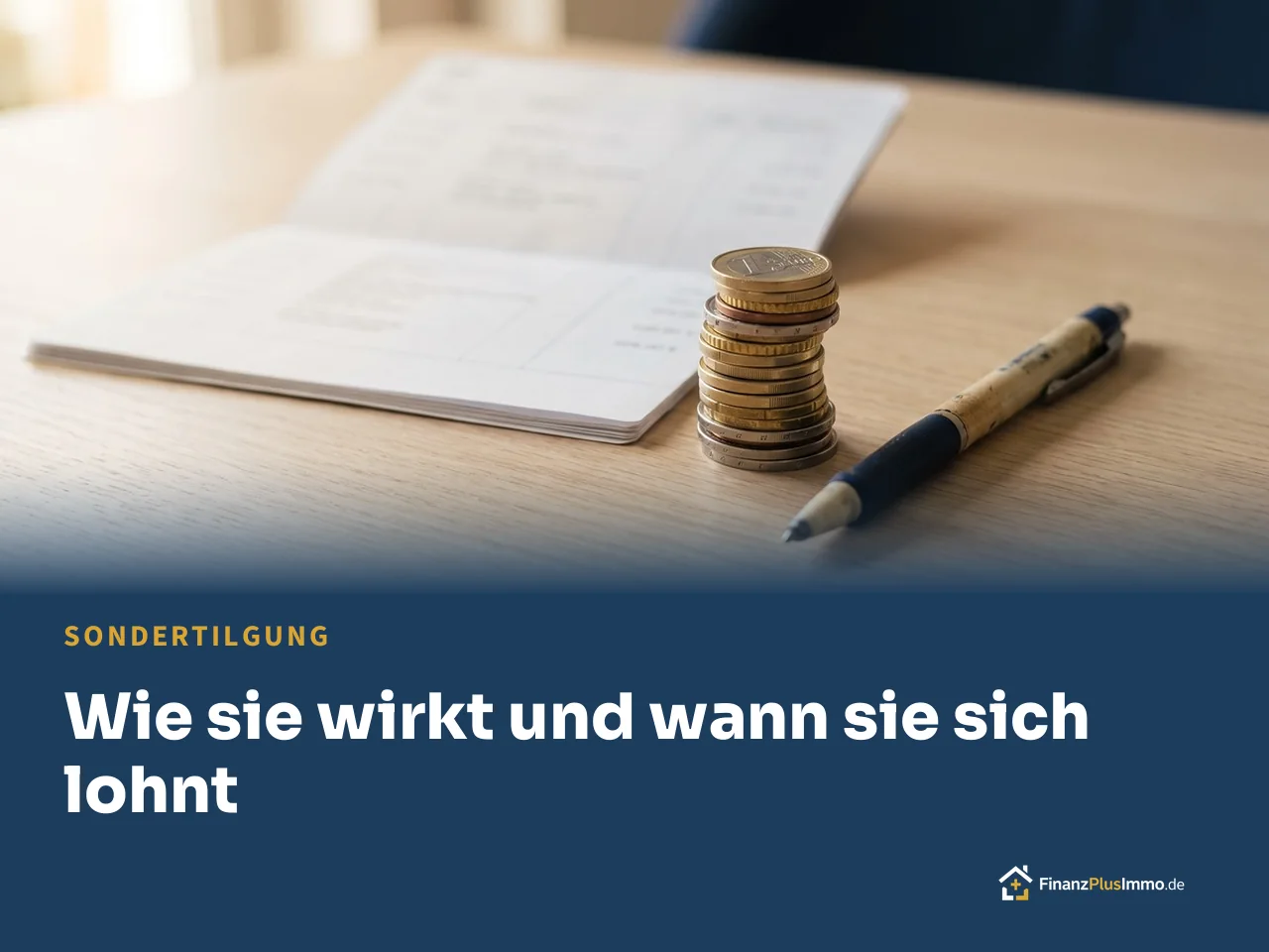 Münzstapel und Stift auf Unterlagen, darunter die Überschrift „Wie sie wirkt und wann sie sich lohnt“